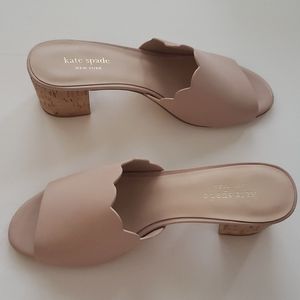 Never worn! Kate Spade New York Warren blush/beige heeled mules!